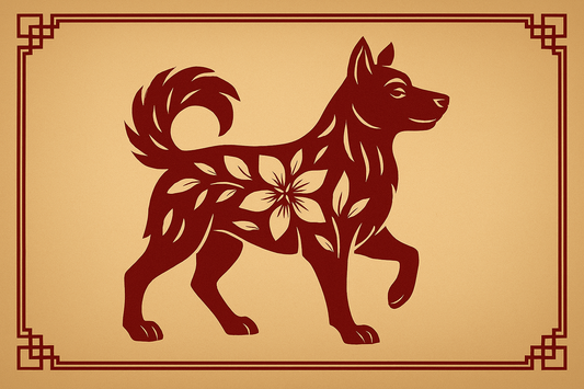 2026 astrology for Dog: A calm, neutral-colored illustration of a loyal dog surrounded by subtle zodiac symbols and 2026 calendar elements, suggesting Chinese zodiac Dog horoscope themes of steady progress, balance, and spiritual guidance for the year. 