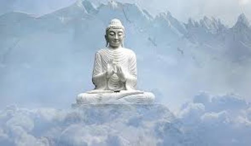 Buddha meditating with an authentic ancient Tibetan dzi bead — spiritual practice, mindfulness, and Himalayan agate unretouched