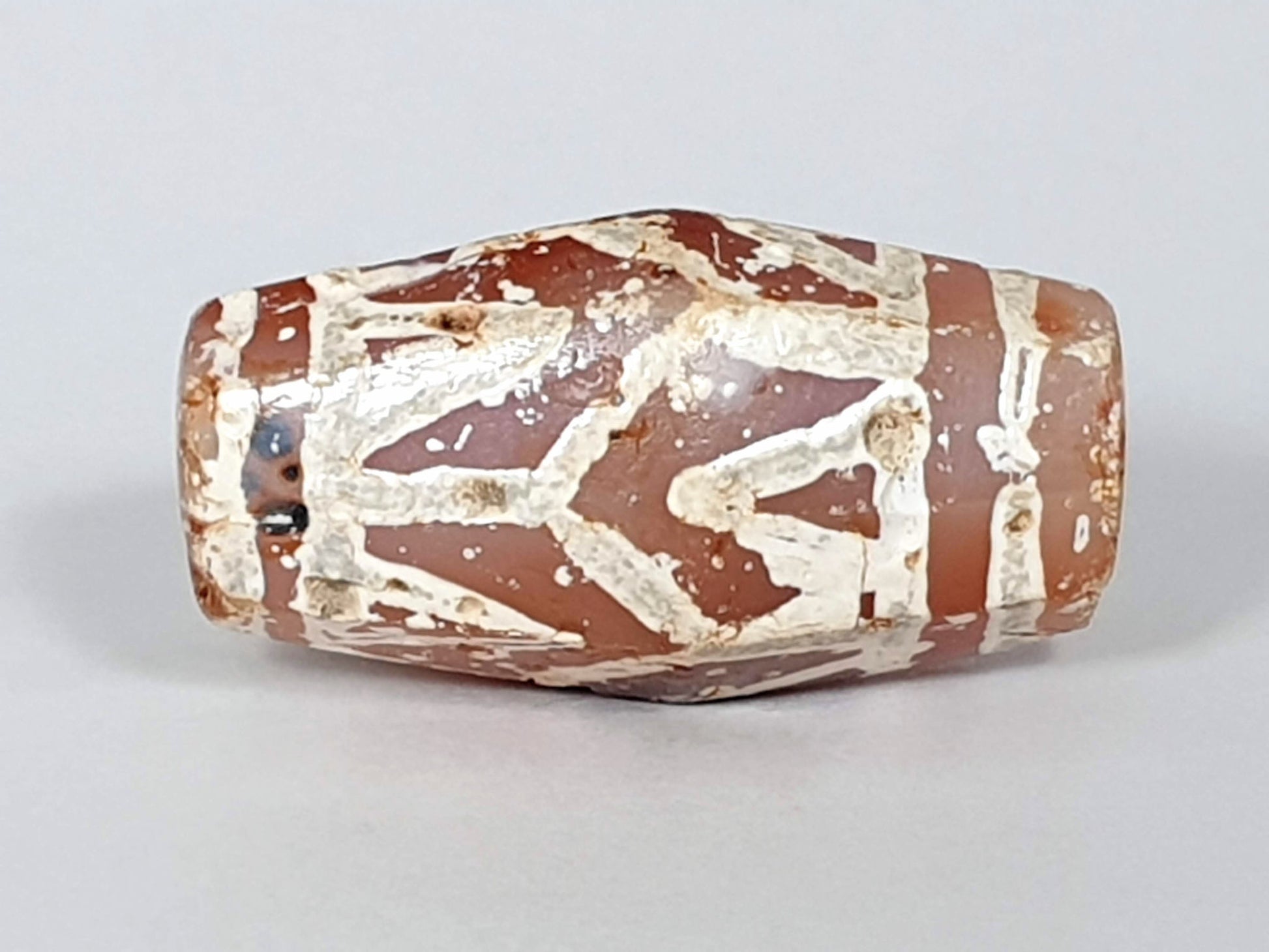 Ac-032320-LTT opposite face, lotus petal zones and chevron motif, cream-white mineralised lines, unretouched