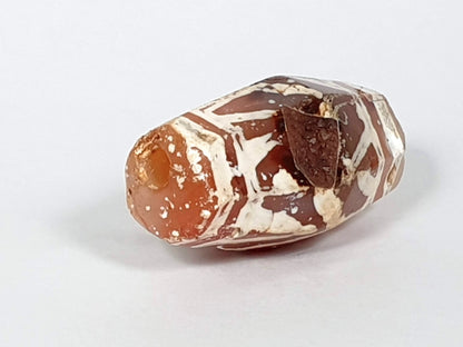 Ac-032320-LTT opposite end, faceted octagonal shoulder, chip zone visible, peach-orange end cap, unretouched