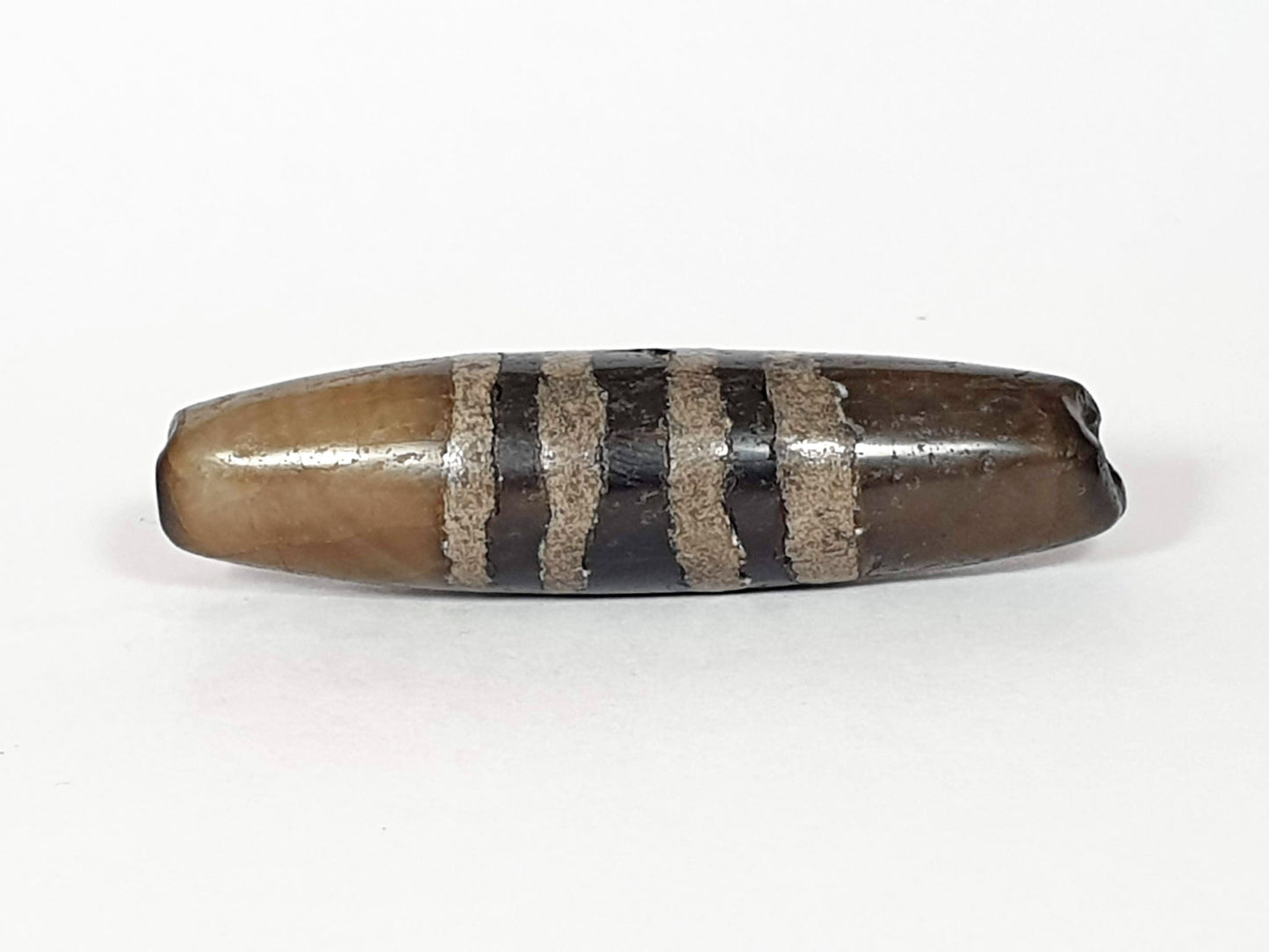 Ac-041320-7SChung ancient Chung dzi, Face B, RIGHT TIP DAMAGE DISCLOSED, warm translucent ground, unretouched