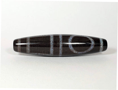 N-062126-HE New Double Heaven Earth dzi bead, full side profile, 60.4×14.3mm, unretouched