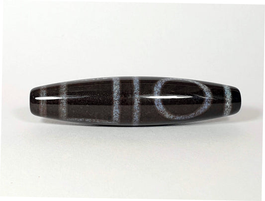 N-062126-HE New Double Heaven Earth dzi bead, full side profile, 60.4×14.3mm, unretouched