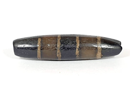 Ac-081020-7SChung ancient seven stripe Chung dzi, Face B, cool grey-black ground, age weathering, unretouched