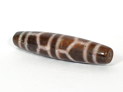 N-062226-DLBS, face D, warm brown agate, continuous longevity cell motif end to end, high-gloss surface, unretouched