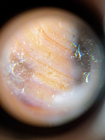 At-062926-TTBS macro, warm gold-brown cinnabar micro-dots cream-zone focused with central cluster, agate, unretouched