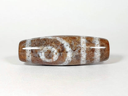 N-062126-2E New Two Eye dzi bead, full side profile, 40.0×13.6mm, unretouched