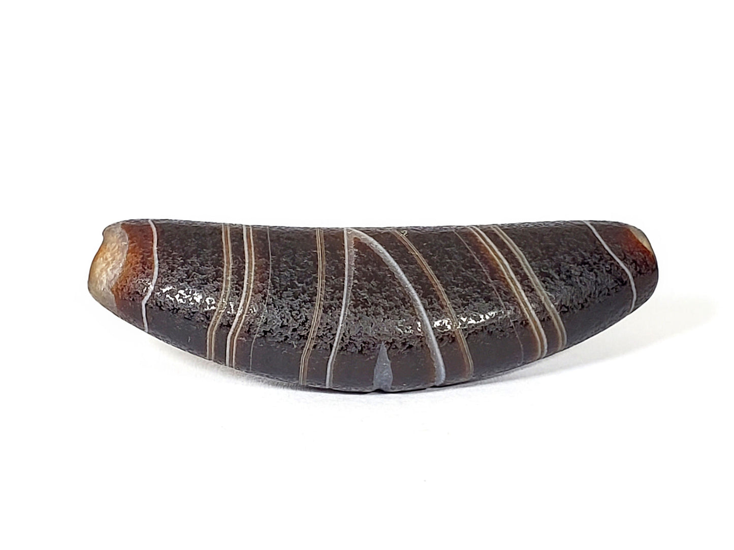 N-N-062126-BOW2 new bow shaped agate dzi, dark ground, 53.3mm