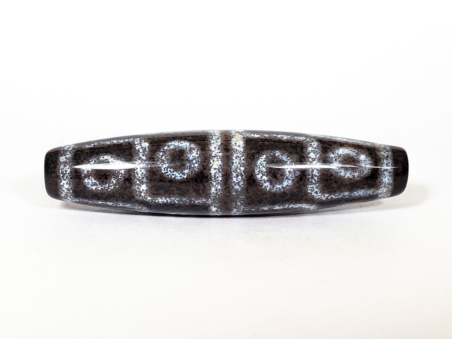 N-062126-12E-2 New Twelve Eye dzi bead, full side profile, 60.1×14.5mm, unretouched