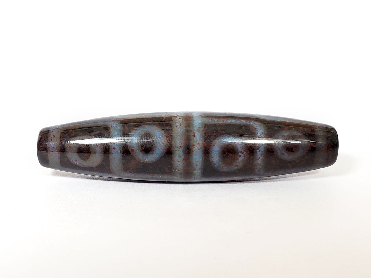 N-062126-12E-1 New Twelve Eye dzi bead, full side profile, 59.9×14.3mm, unretouched