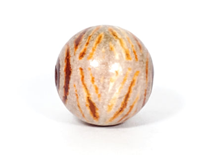 Ac-030623-DDIE ancient carnelian dzi, double diamond eye-in-eye face, terracotta-orange, cream motif, unretouched