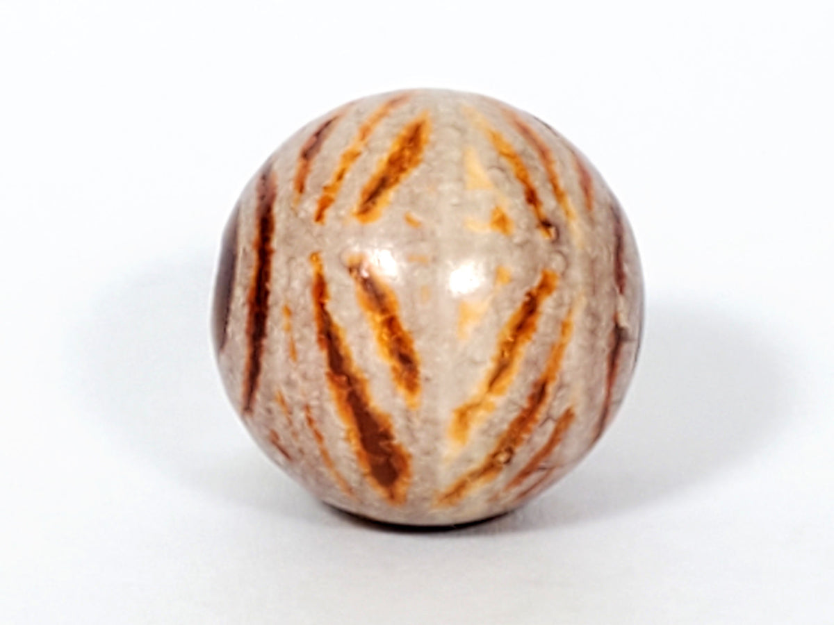 Ac-030623-DDIE carnelian dzi second angular face, two-ring diamond eye, age crack visible, unretouched