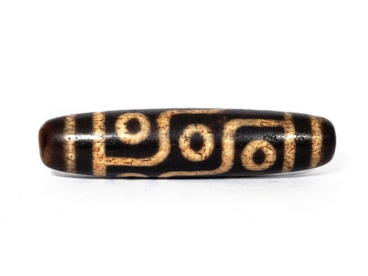 V-FA-062026-9E2 vintage nine eye dzi, face view, 57.4mm, agate