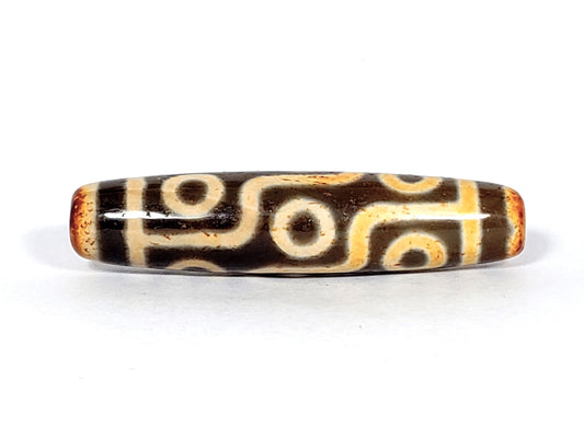 V-FA-062026-9EA2 vintage nine eye dzi, amber end caps, 56.2mm