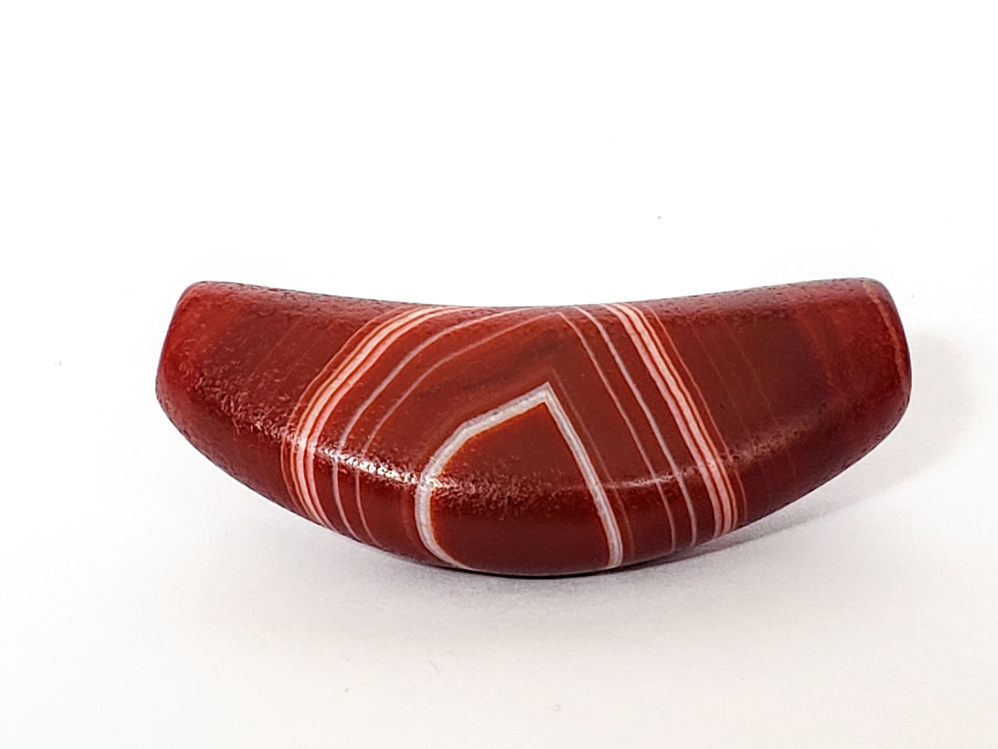 N-N-062126-BOW4 new bow shaped agate dzi, red ground, 51.7mm