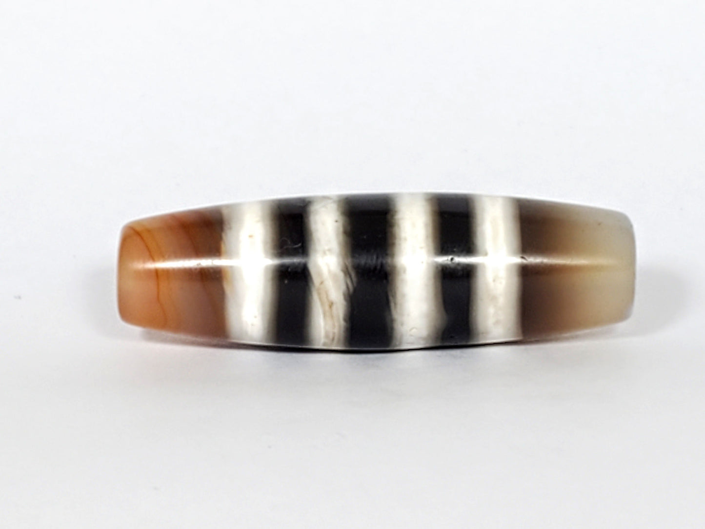 N-050222-7SChung, 45.2×14.1mm new 7 stripe Chung dzi, pitch-black ground, pure white stripes, mirror gloss, unretouched