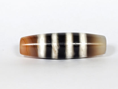 N-050222-7SChung, 45.2×14.1mm new 7 stripe Chung dzi, pitch-black ground, pure white stripes, mirror gloss, unretouched