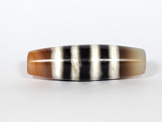 N-050222-7SChung, 45.2×14.1mm new 7 stripe Chung dzi, pitch-black ground, pure white stripes, mirror gloss, unretouched