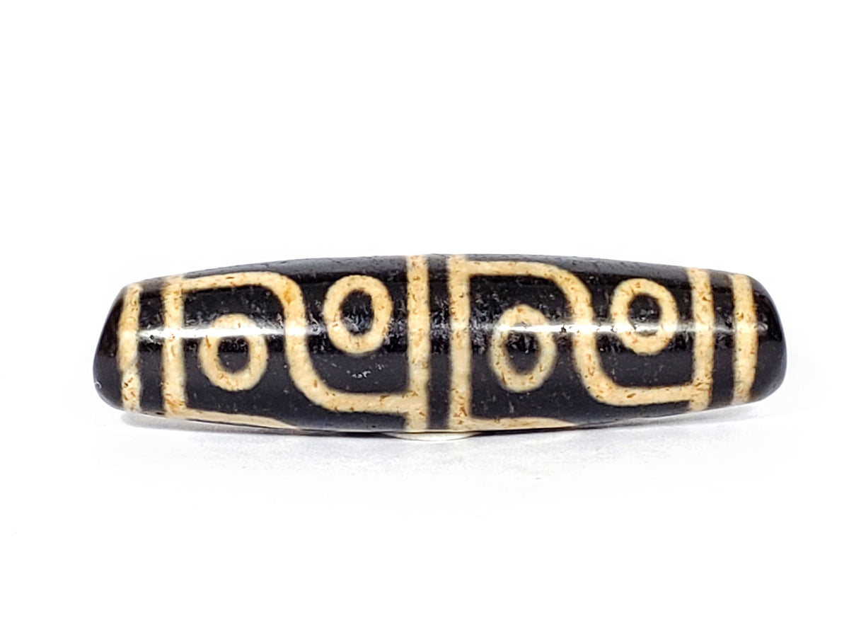 V-FA-062126-12E-LK Vintage Twelve Eye dzi bead, full side profile, 56.9×14.9mm, unretouched