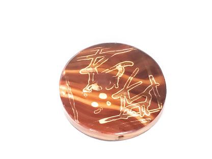 At-062926-DD Face B, multi-figure deer scene, warm honey-orange carnelian ground, etched line motif, unretouched