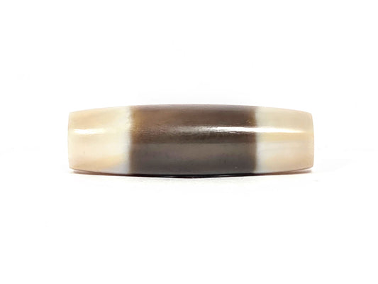 At-020726-Chung antique Chung dzi, 38.2×11.5mm, Face A, natural bicolour agate, ivory-cream/dark grey-brown, unretouched