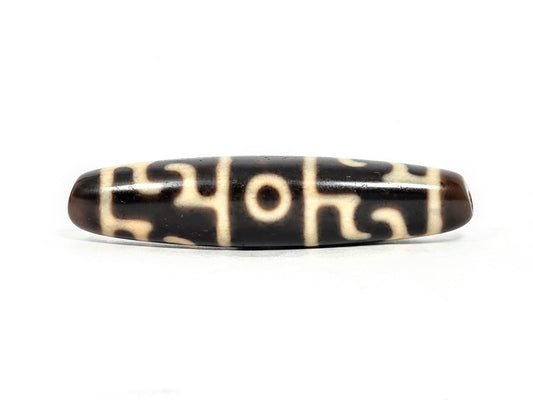 At-070826-GRRP3E antique Guru Rinpoche paraphernalia three eye dzi 61.5×14.0mm dark brown agate front face unretouched