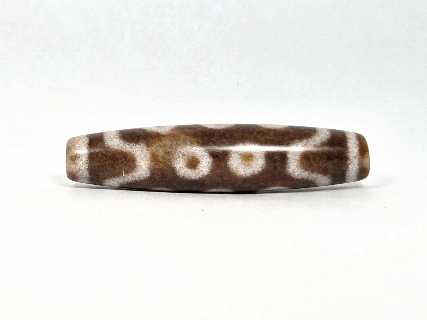 N-083126-10E new ten eye dzi bead fourth rotation organic wave arc warm brown matte unretouched
