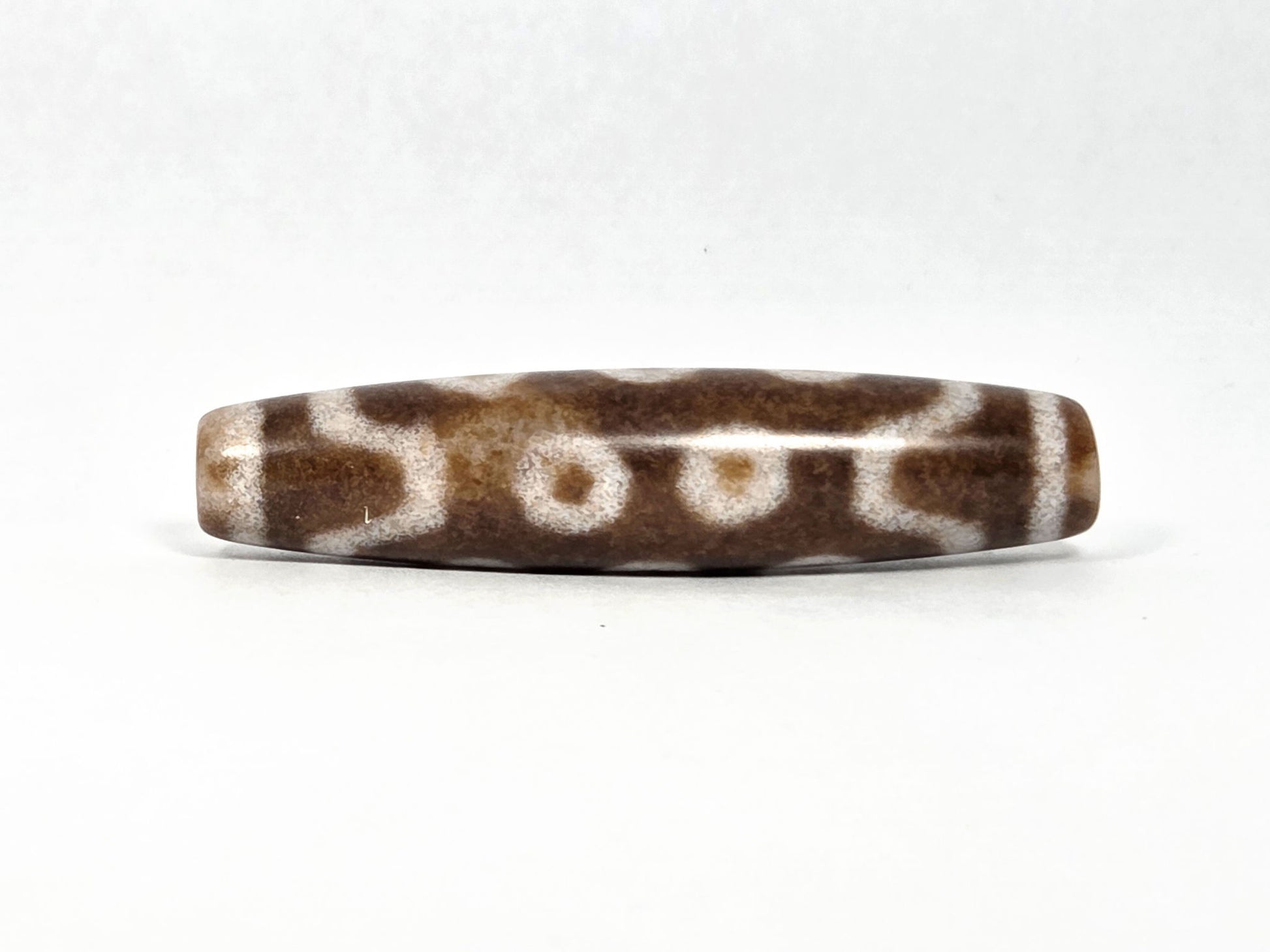 N-083126-10E new ten eye dzi bead fourth rotation organic wave arc warm brown matte unretouched