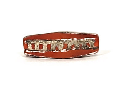 Ac-010825-4RT face D close, rectangular rail windows visible, terracotta carnelian ground, dark border trim, unretouched