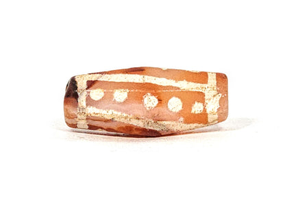 Ac-030625-20S face B, clearest star dot row, rectangular frame visible, octagonal flat face, matte carnelian, unretouched