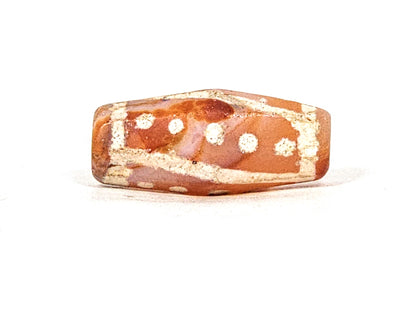 Ac-030625-20S face C, natural carnelian colour banding visible, star dots in framed band, octagonal, unretouched
