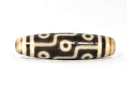 Ac-070926-9E ancient nine eye dzi 54.0×14.5mm cream-white agate front face nine eyes visible unretouched