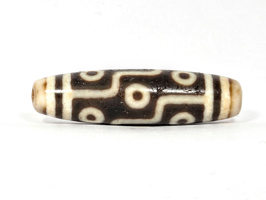 Ac-070926-9E ancient nine eye dzi 54.0×14.5mm cream-white agate front face nine eyes visible unretouched