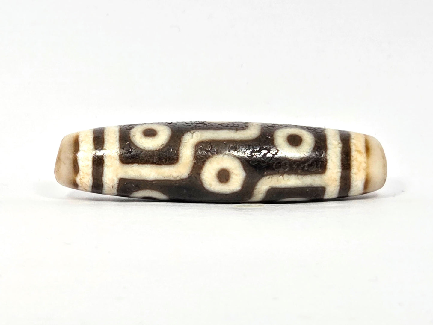 Ac-070926-9E ancient nine eye dzi cream-white agate second face rotated view nine eye layout unretouched