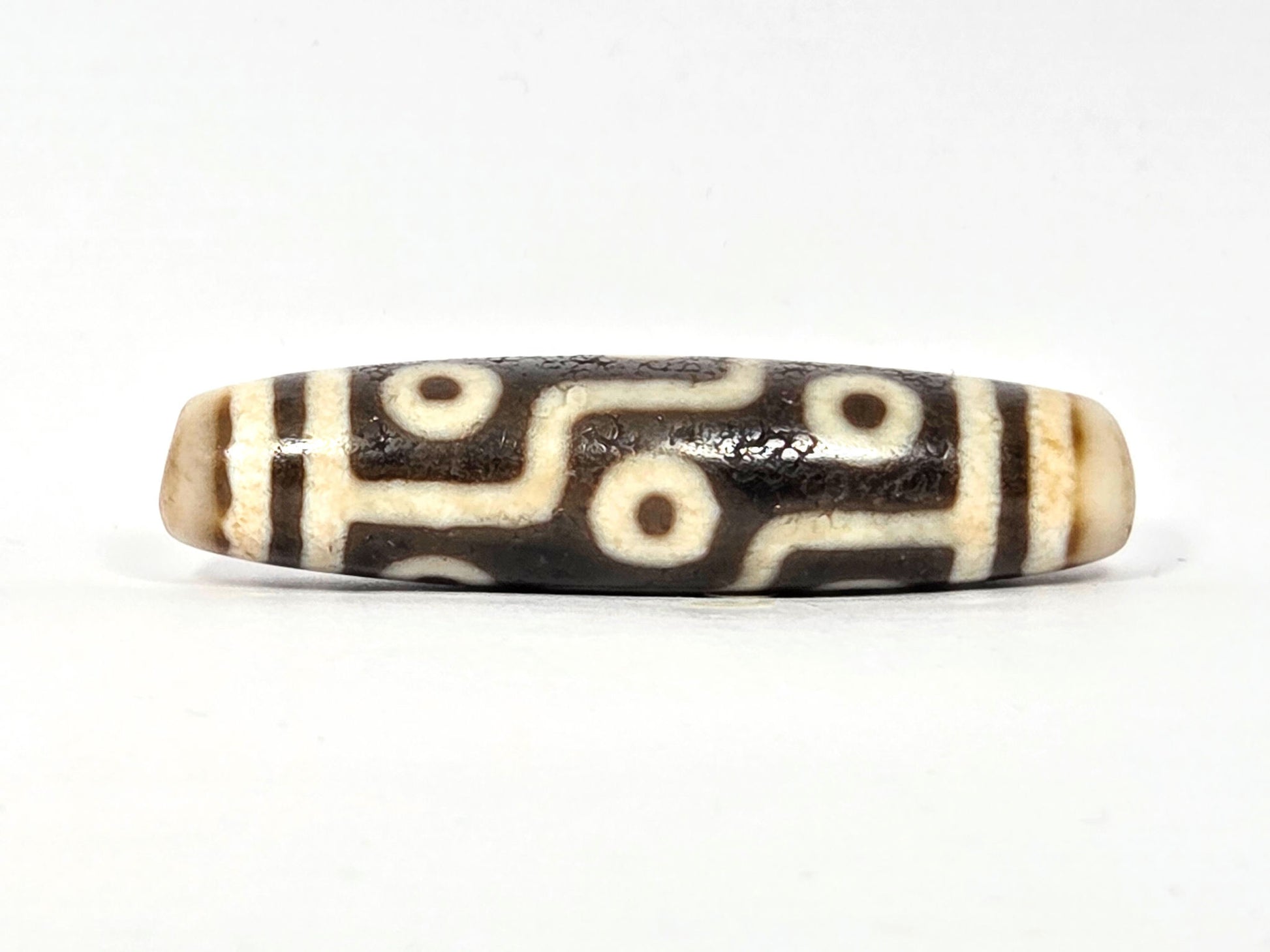 Ac-070926-9E ancient nine eye dzi cream-white agate second face rotated view nine eye layout unretouched