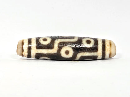 Ac-070926-9E ancient nine eye dzi cream-white agate second face rotated view nine eye layout unretouched