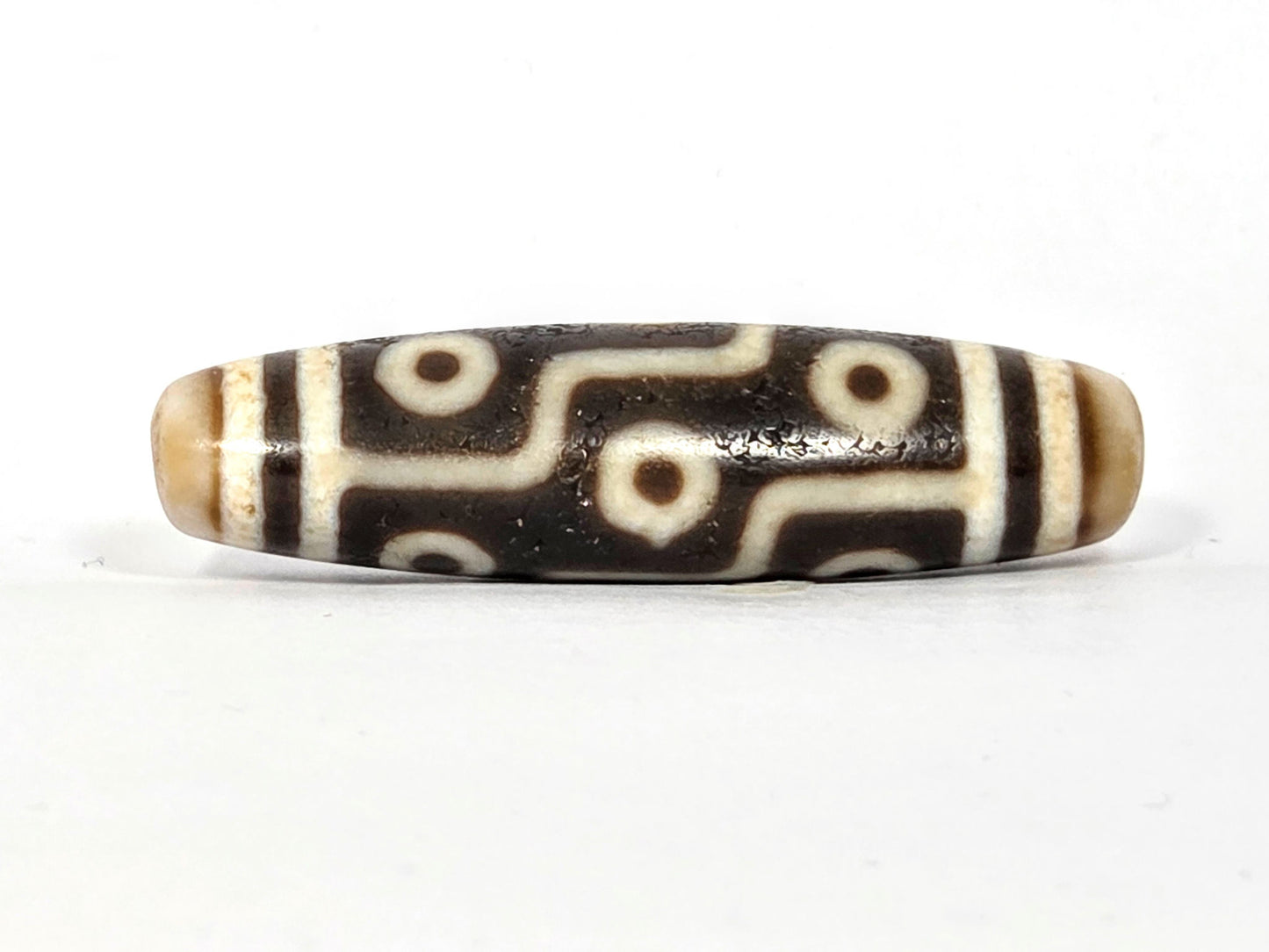 Ac-070926-9E ancient nine eye dzi cream-white agate third face S-curve connector elements unretouched