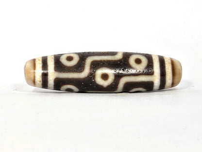 Ac-070926-9E ancient nine eye dzi cream-white agate third face S-curve connector elements unretouched