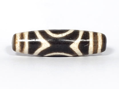 Ac-082325-DHE2 Face B reversed, X-cross earth element, cream stripe bands flanking, dark warm brown ground, unretouched