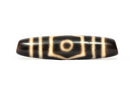 Ac-070926-THE ancient three eye dzi 51.5×12.4×10.6mm dark brown agate front face one eye shield arch motif unretouched