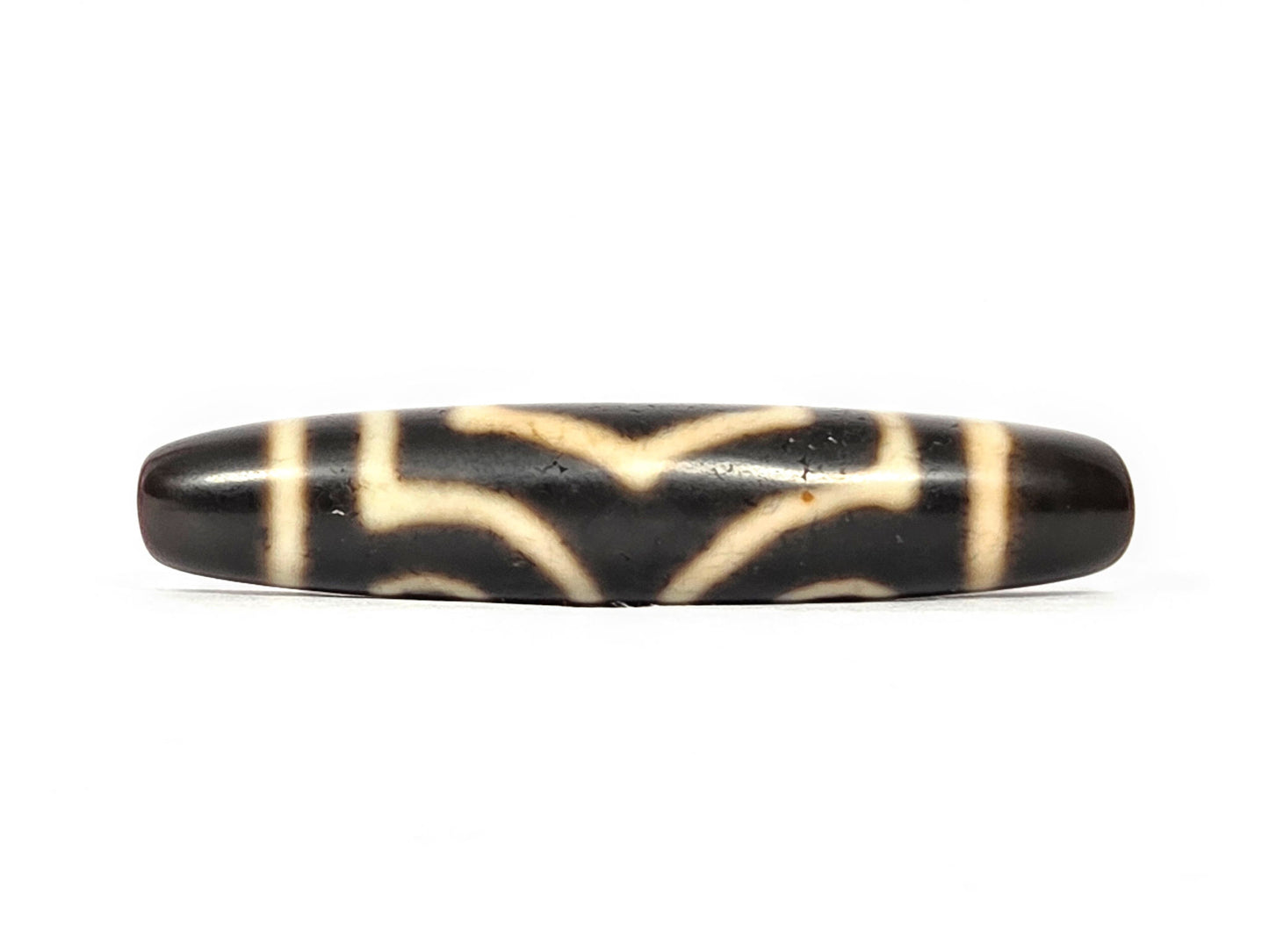 Ac-070926-THE ancient three eye dzi dark brown agate second face bracket connector motif between eye positions unretouched