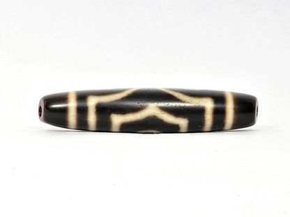 Ac-070926-THE ancient three eye dzi dark brown agate fourth face angled both drill ends warm reddish-brown unretouched