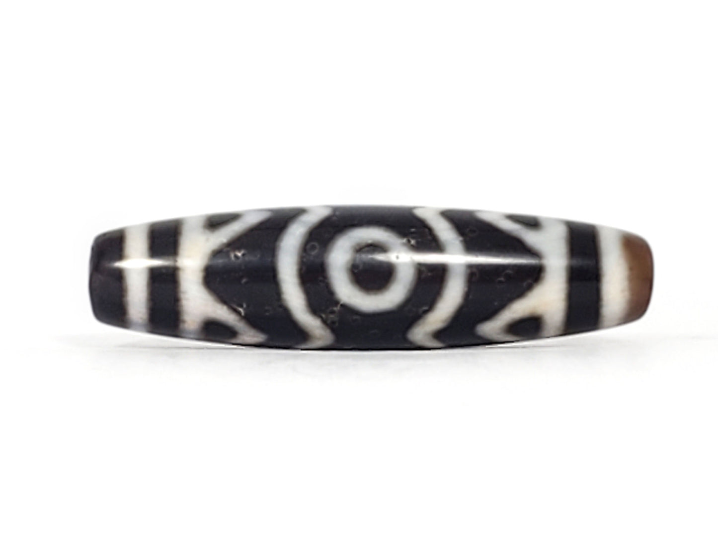 At-070926-3ETTBS antique three eye tiger tooth dzi pitch-black agate second face rotated eye tiger tooth composite unretouched