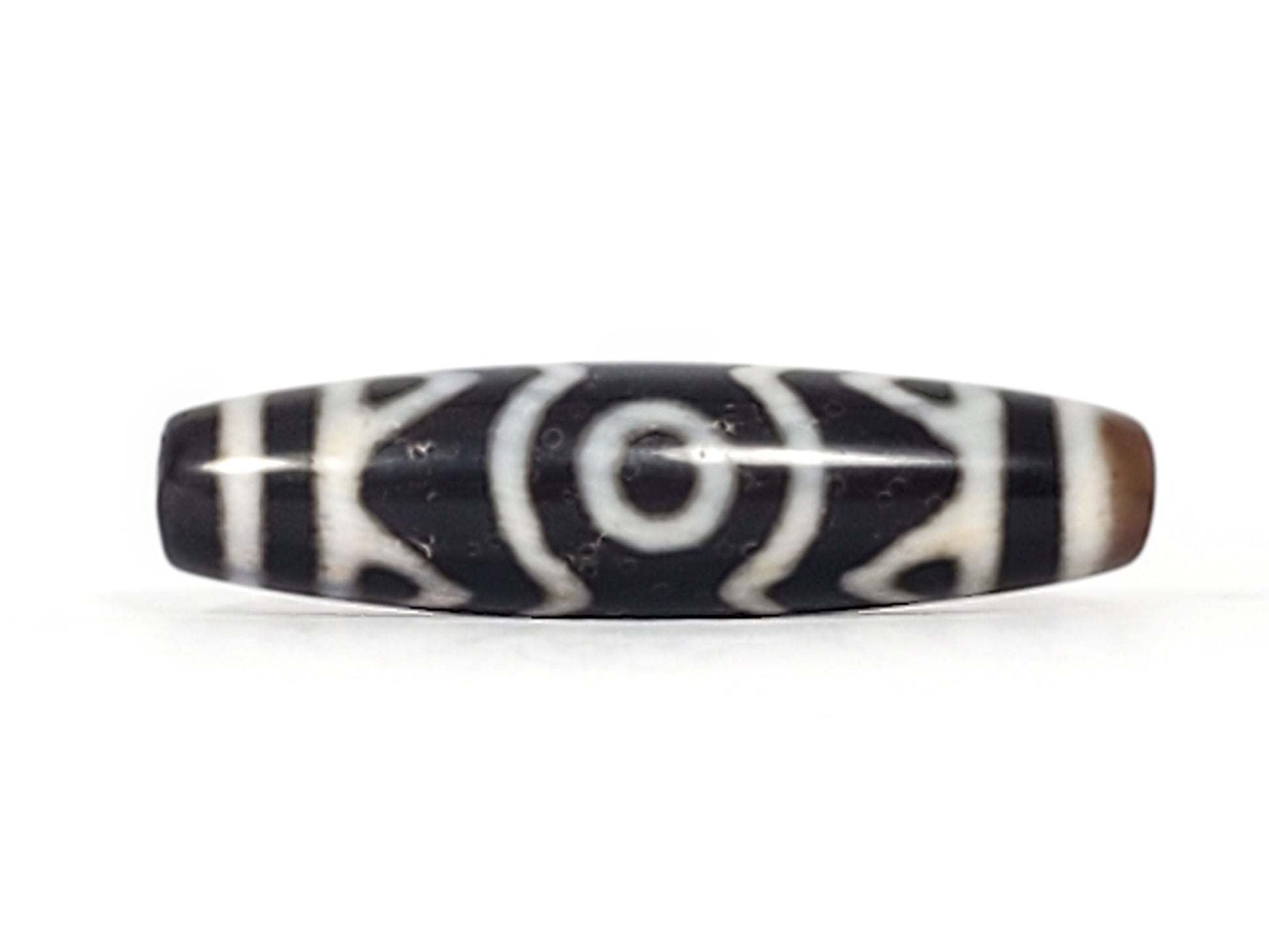 At-070926-3ETTBS antique three eye tiger tooth dzi pitch-black agate second face rotated eye tiger tooth composite unretouched