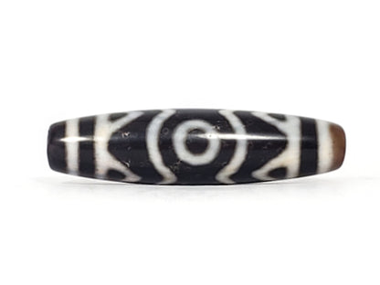 At-070926-3ETTBS antique three eye tiger tooth dzi pitch-black agate second face rotated eye tiger tooth composite unretouched