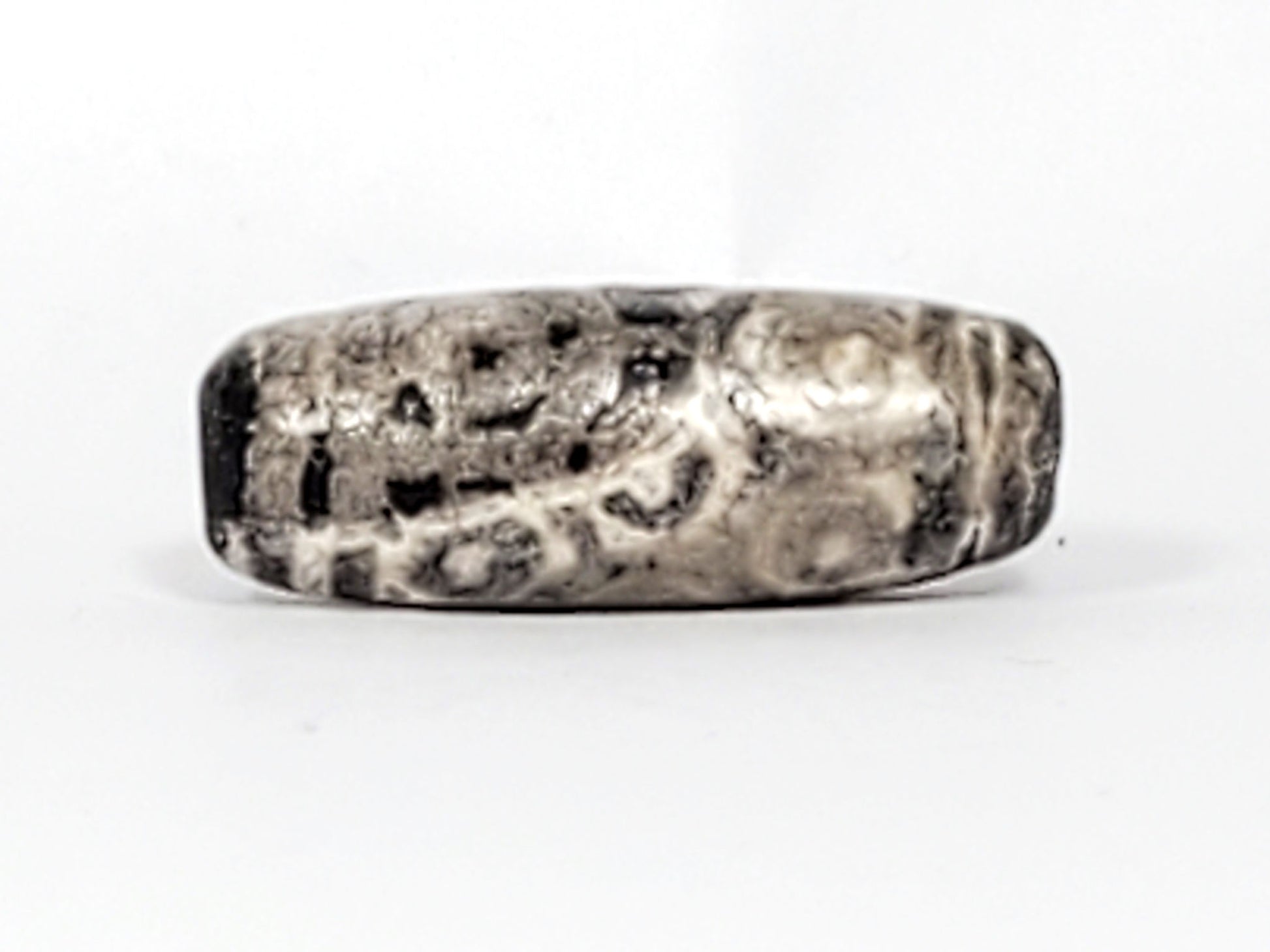 Ac-071026-12EL ancient twelve eye lotus dzi pitch-black agate calcification face C stripe pattern unretouched