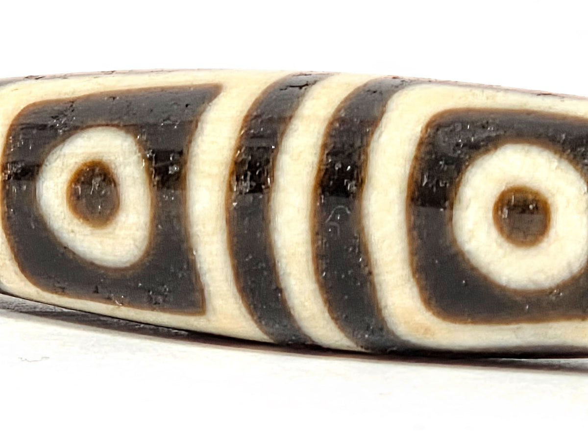 Ac-080425-4E macro right end, drill hole and square-framed eye detail, warm honey-brown end cap, unretouched