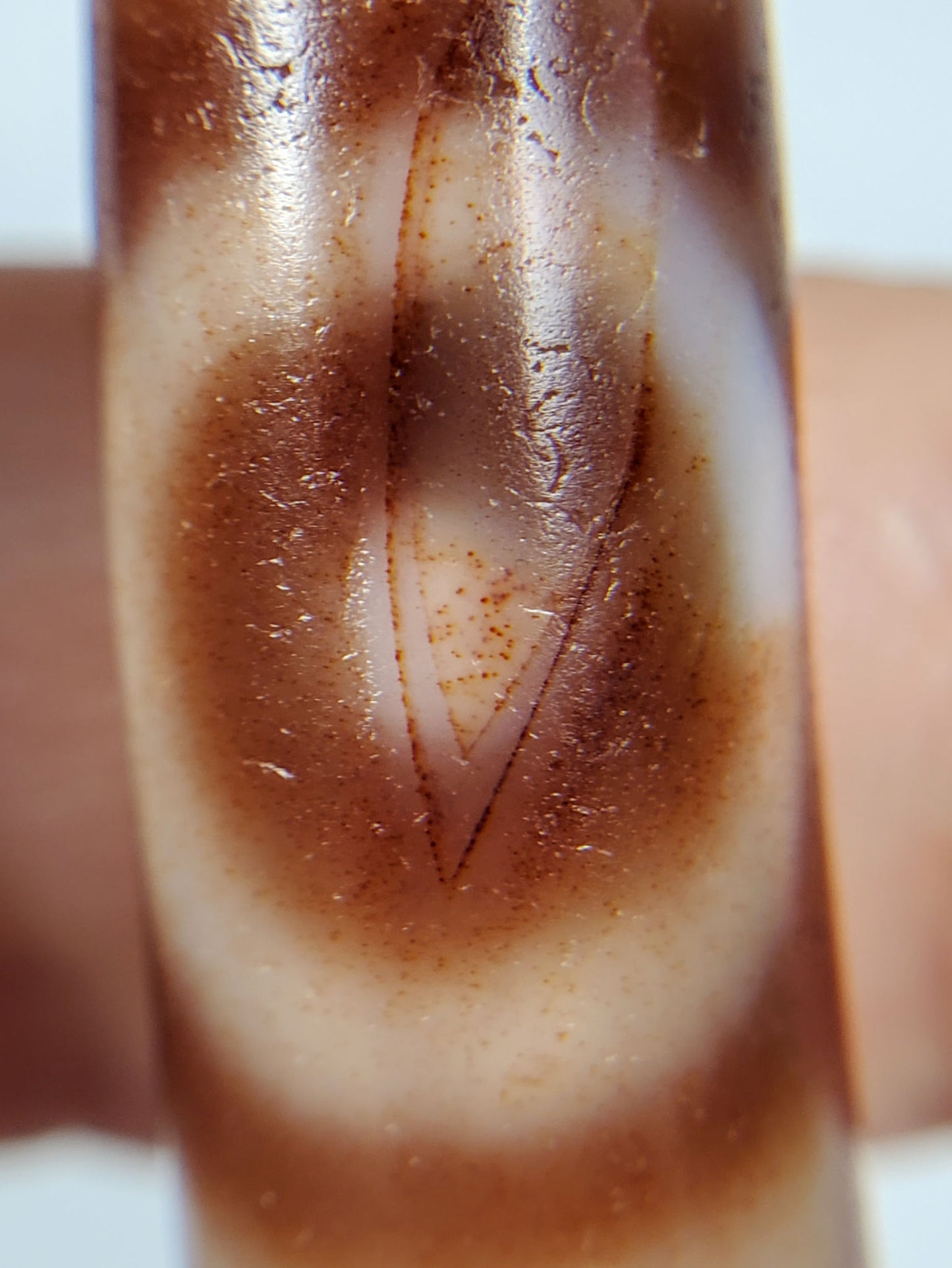 At-102324-DHGE macro gate interior rust-orange cinnabar micro-dots warm cream oval unretouched