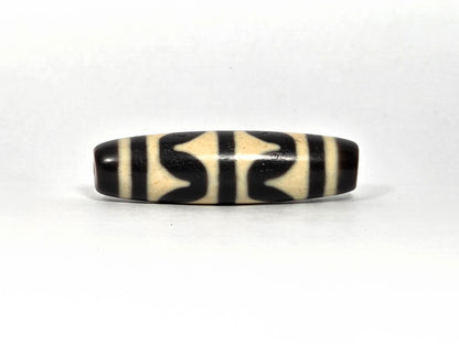 At-090226-DW9 antique double wave dzi dark brown black agate third rotation narrow profile, unretouched
