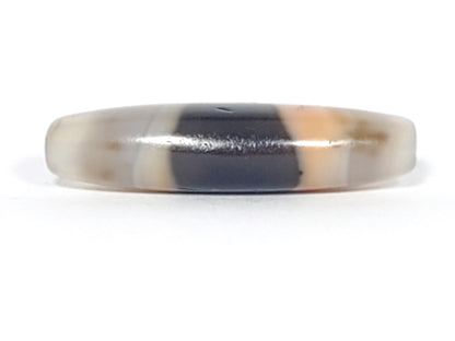 At-061526-1SBow, lower profile showing bow curve, charcoal central stripe, translucent grey-white end, unretouched